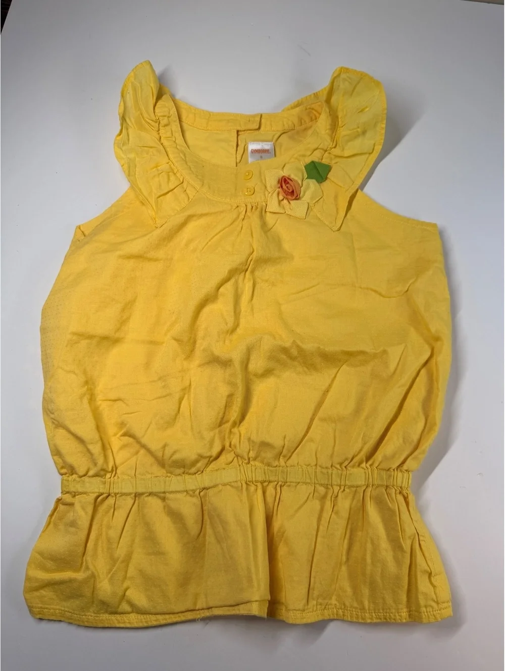 Gymboree Girls Size 8 Yellow Daffodil Garden Peplum Top Ribbon Flower